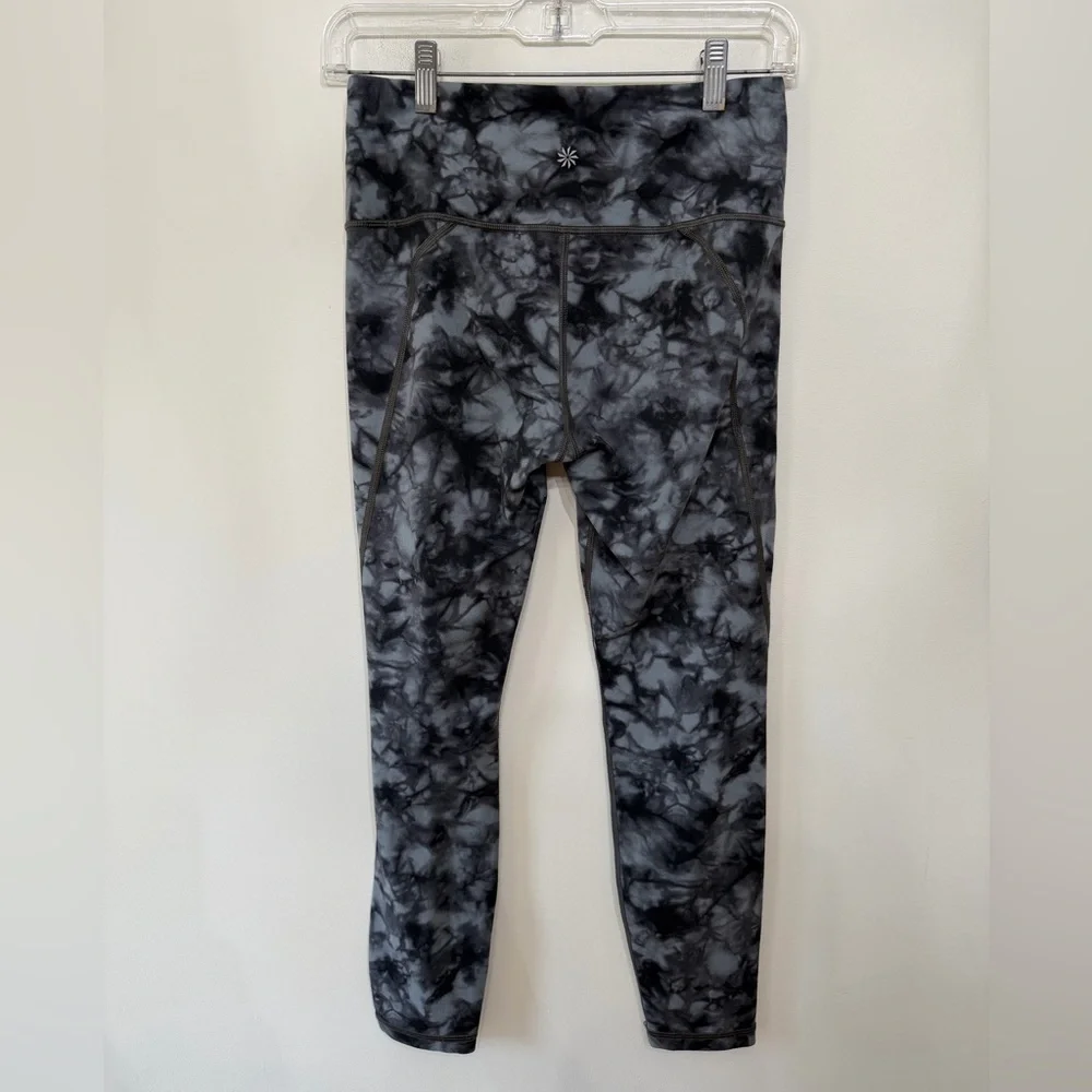 Athleta Powervita Salutation Leggings Grey Tie Dye Athletic Workout Women’s S